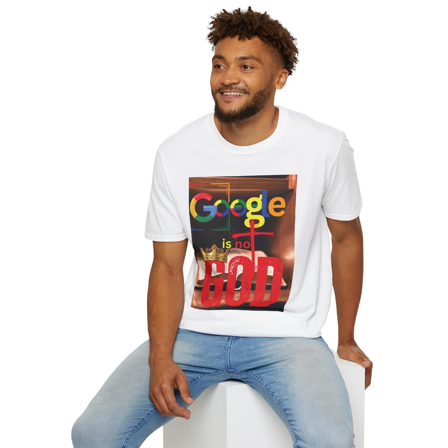 Google is Not God Unisex Softstyle T-Shirt, Trendy Graphic Tee, Casual Wear, Gift for Tech Lovers, Unique Statement Shirt