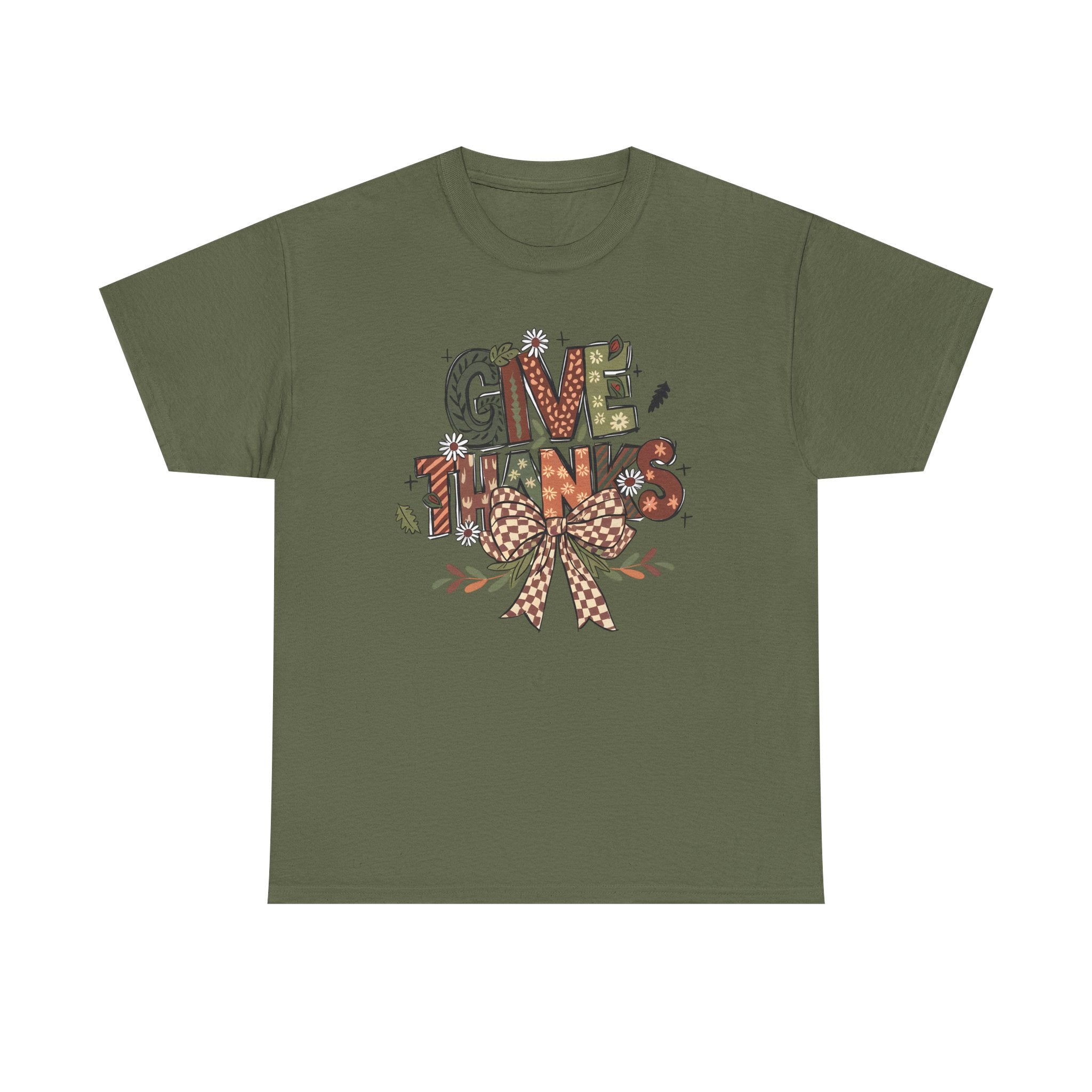 Thanksgiving Unisex Heavy Cotton Tee, Fall Shirt, Give Thanks Apparel, Cozy Autumn Wear, Family Gatherings Outfit, Holiday Gift