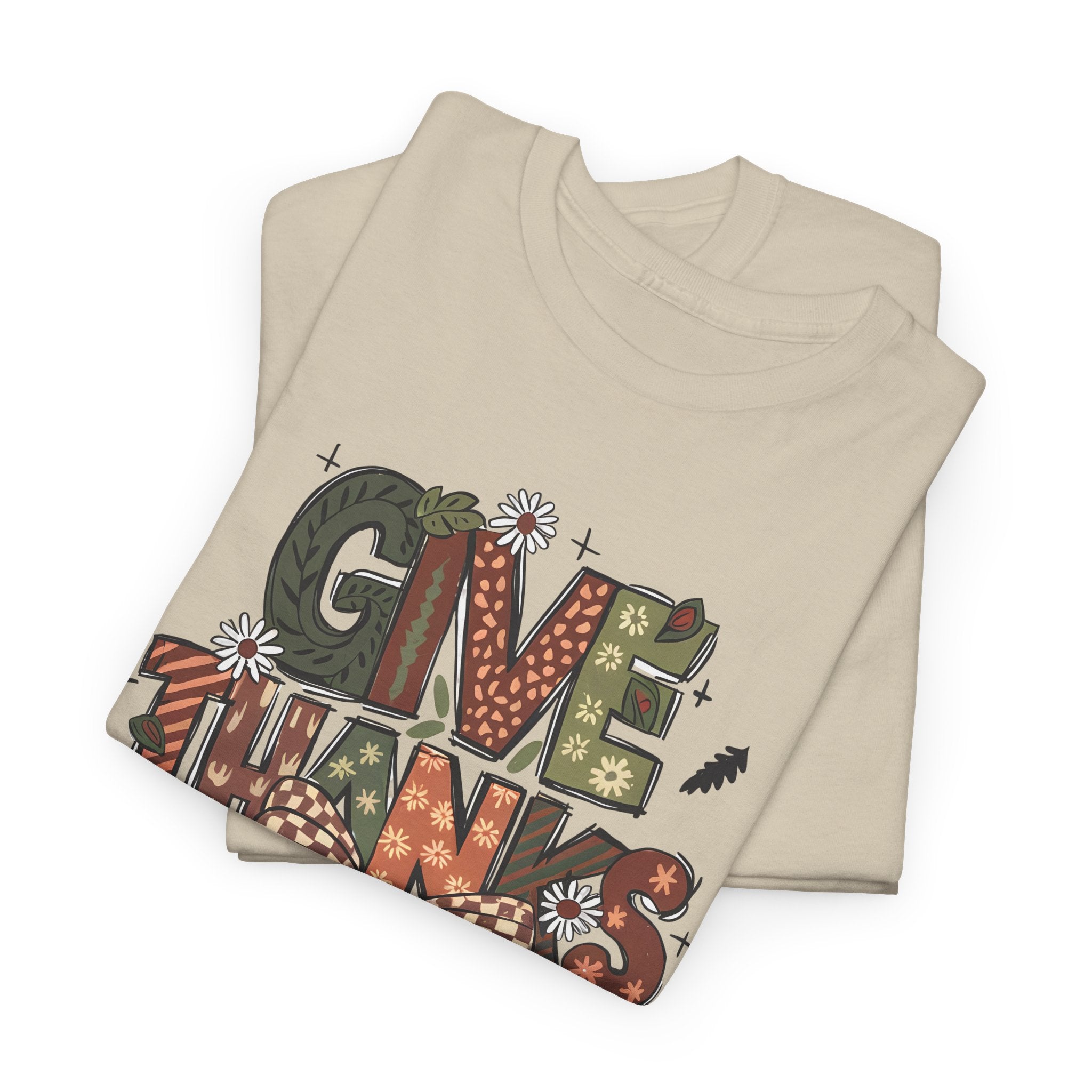 Thanksgiving Unisex Heavy Cotton Tee, Fall Shirt, Give Thanks Apparel, Cozy Autumn Wear, Family Gatherings Outfit, Holiday Gift