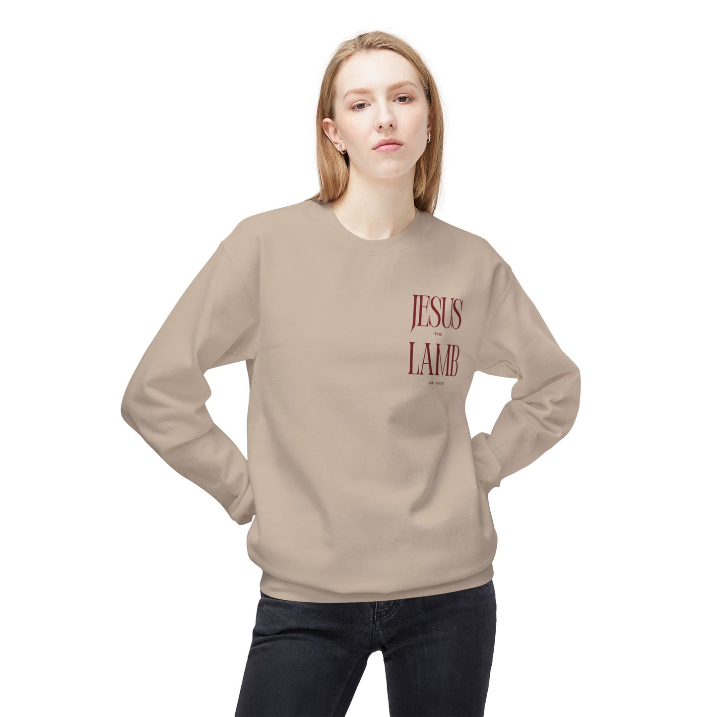 Faith-Inspired Fleece Sweatshirt, Jesus Lamb Crewneck, Christian Apparel, Cozy Religious Gift, Winter Wardrobe Essential