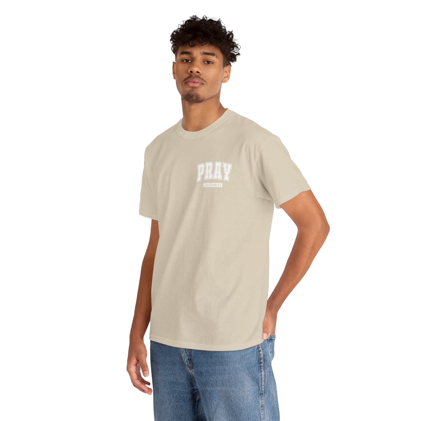 Pray Unisex Heavy Cotton Tee, Faith-Based Shirt, Casual Wear, Spiritual Gift, Affirmation Tee, Comfortable Everyday Outfit