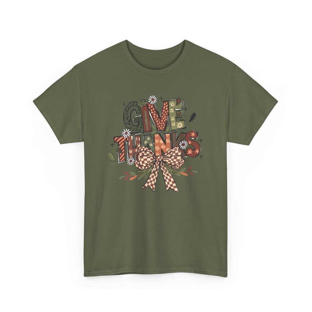 Thanksgiving Unisex Heavy Cotton Tee, Fall Shirt, Give Thanks Apparel, Cozy Autumn Wear, Family Gatherings Outfit, Holiday Gift
