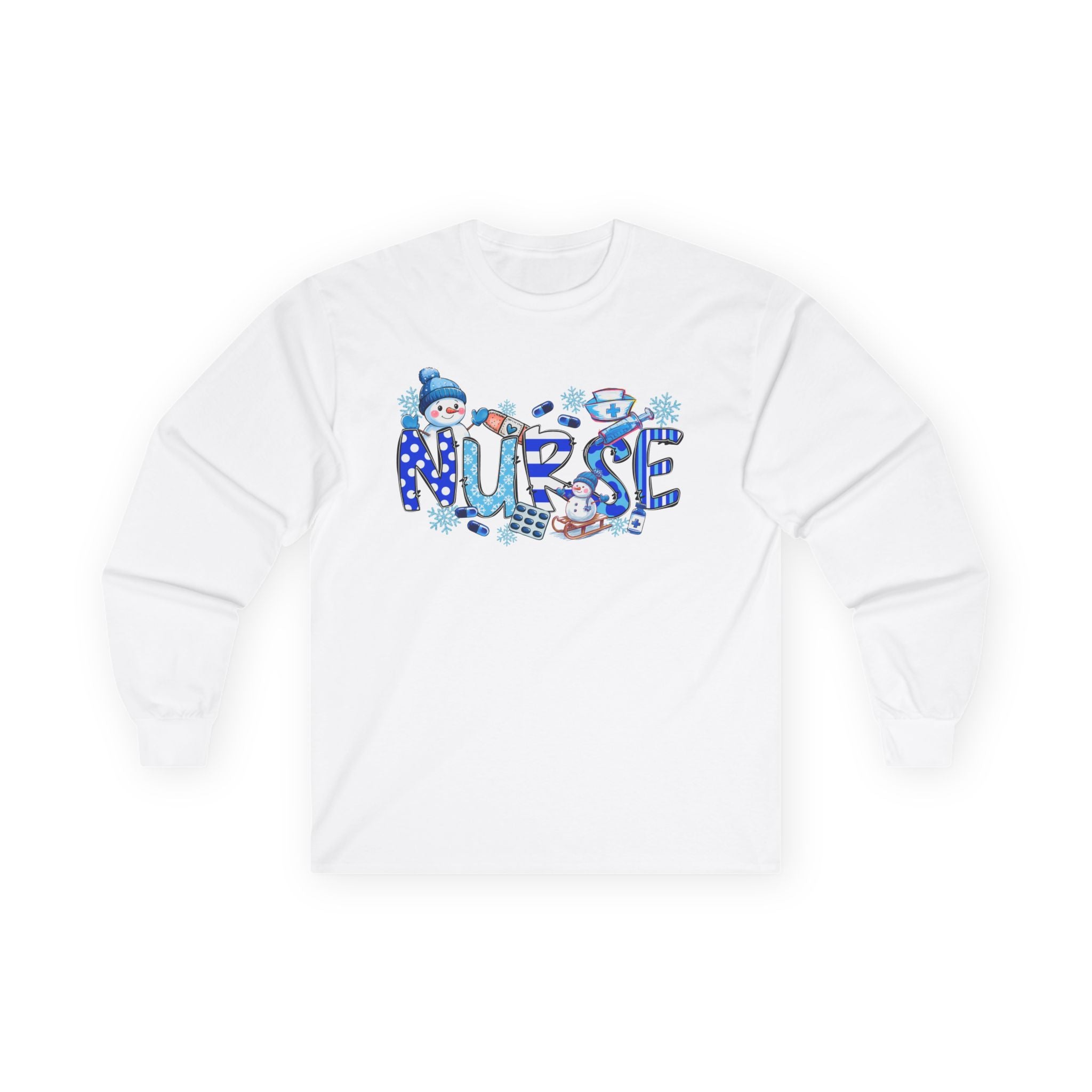 Nurse Long Sleeve Tee, Funny Nurse Gift, Winter Nurse Shirt, Holiday Apparel, Cute Nurse Top, Medical Profession Tee
