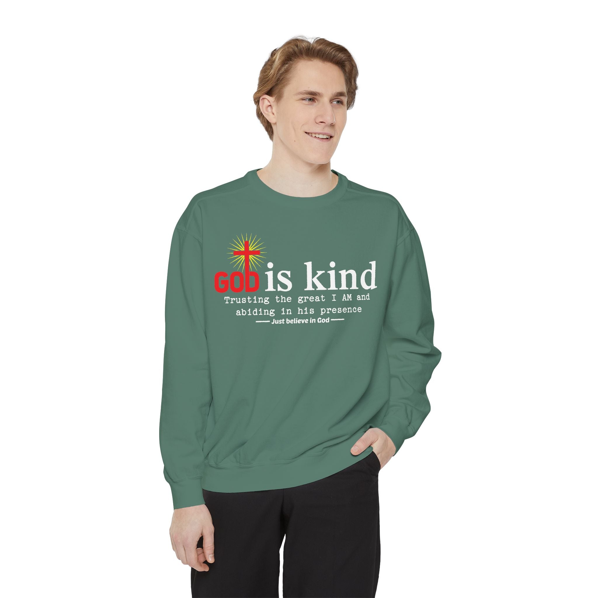 Inspirational Garment-Dyed Sweatshirt - Faith-Based Apparel, Cozy Sweatshirt, Gift for Religious Friends, Casual Comfort Wear, Unisex [...]