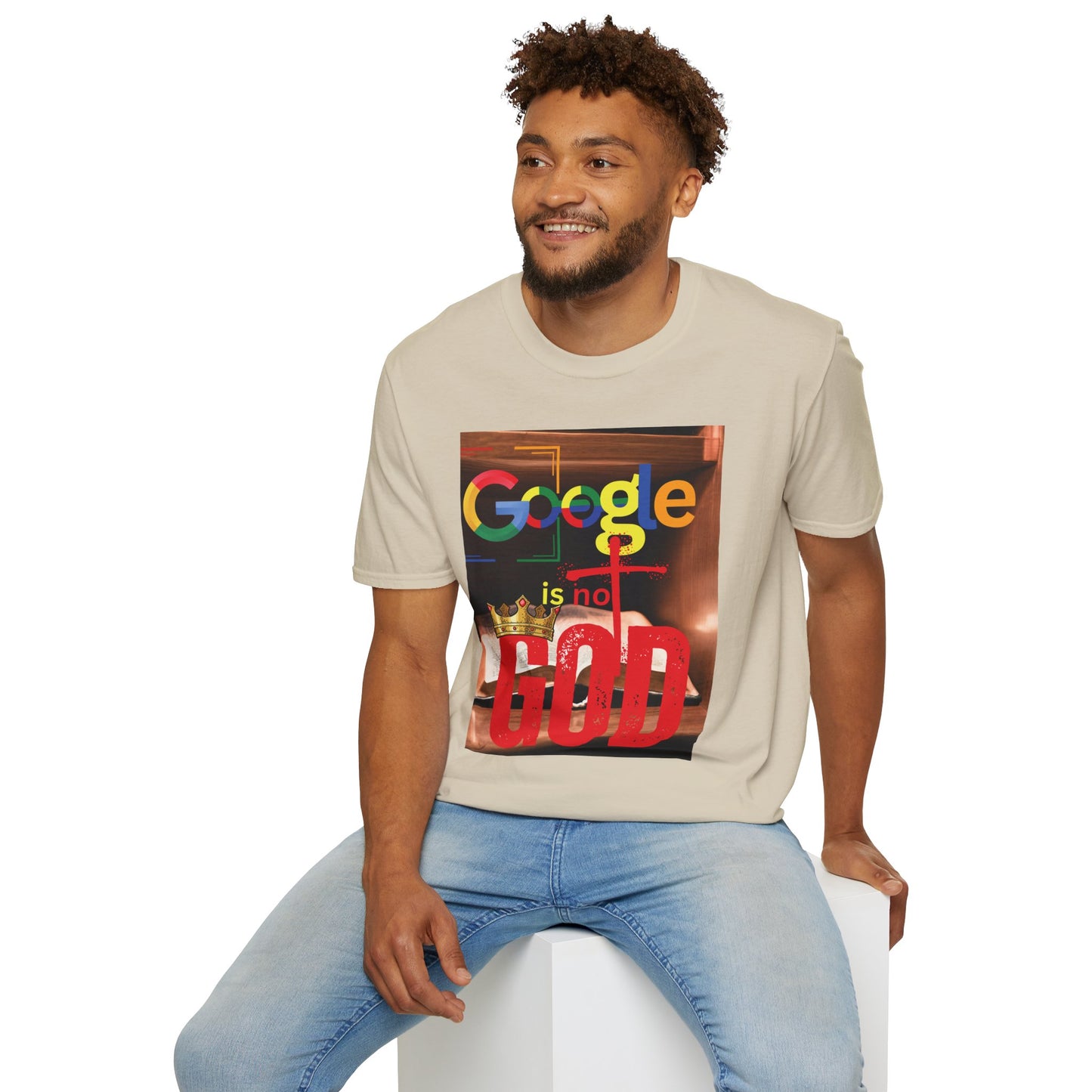 Google is Not God Unisex Softstyle T-Shirt, Trendy Graphic Tee, Casual Wear, Gift for Tech Lovers, Unique Statement Shirt