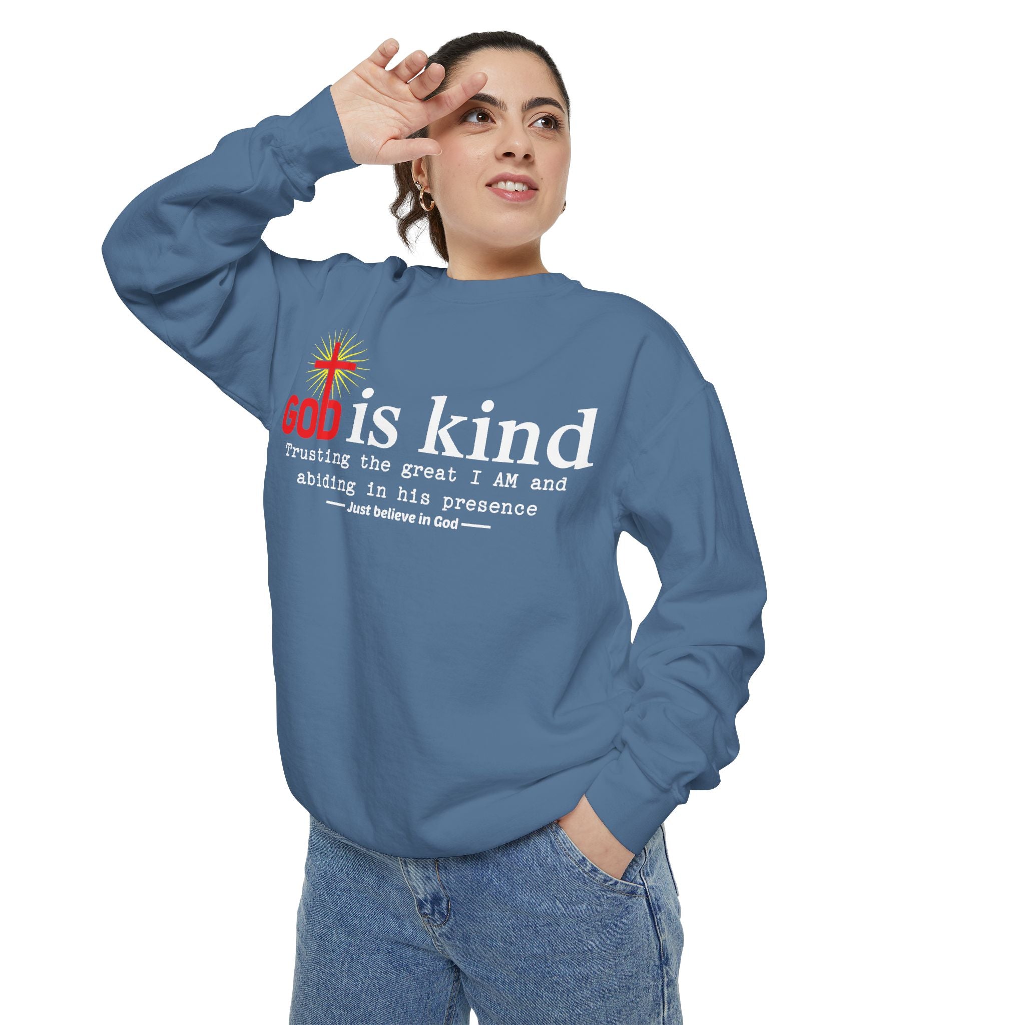 Inspirational Garment-Dyed Sweatshirt - Faith-Based Apparel, Cozy Sweatshirt, Gift for Religious Friends, Casual Comfort Wear, Unisex [...]