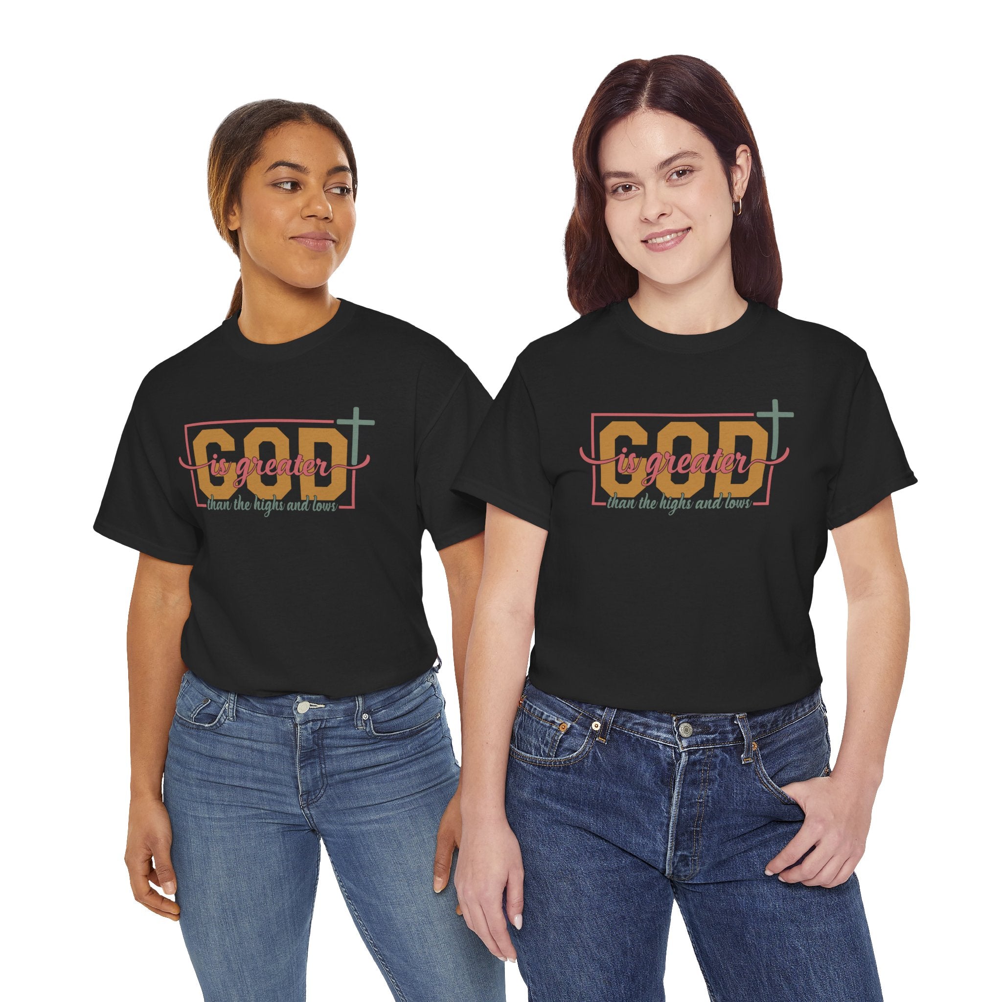 Unisex Heavy Cotton Tee - 'God is Greater' Inspirational Shirt, Faith-based Fashion, Christian Gift, Everyday Wear, Versatile Style