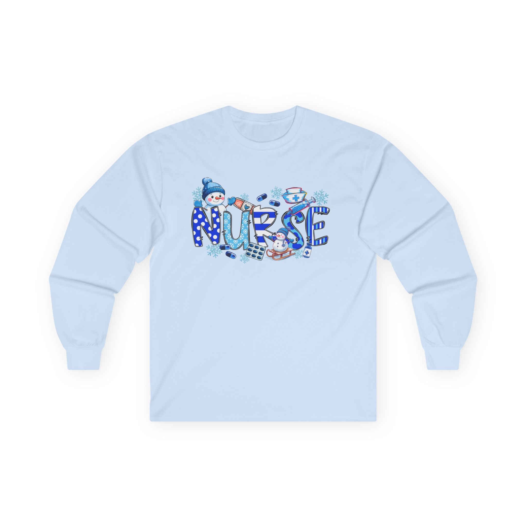 Nurse Long Sleeve Tee, Funny Nurse Gift, Winter Nurse Shirt, Holiday Apparel, Cute Nurse Top, Medical Profession Tee