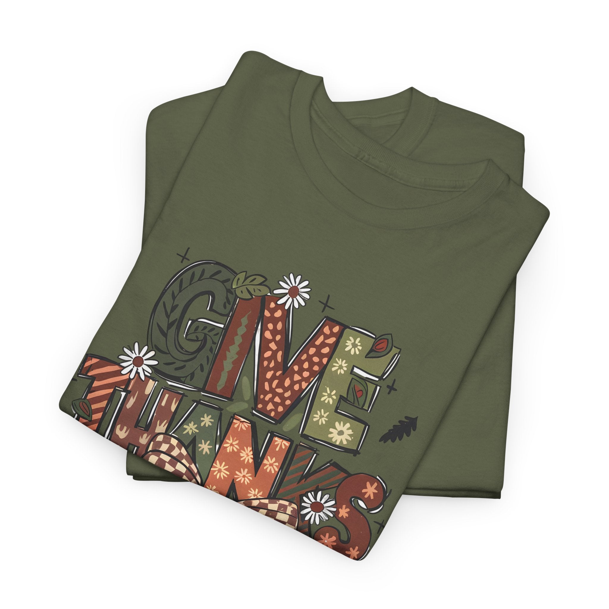 Thanksgiving Unisex Heavy Cotton Tee, Fall Shirt, Give Thanks Apparel, Cozy Autumn Wear, Family Gatherings Outfit, Holiday Gift