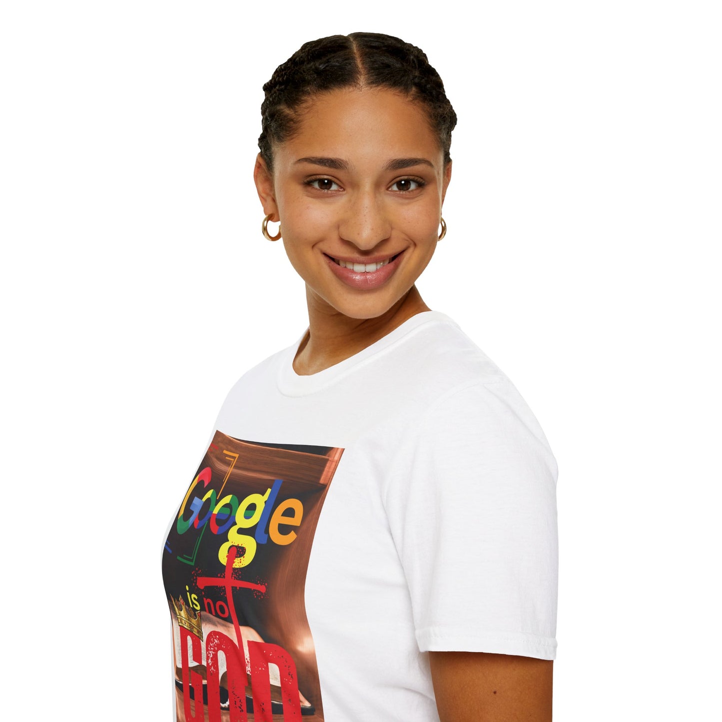 Google is Not God Unisex Softstyle T-Shirt, Trendy Graphic Tee, Casual Wear, Gift for Tech Lovers, Unique Statement Shirt