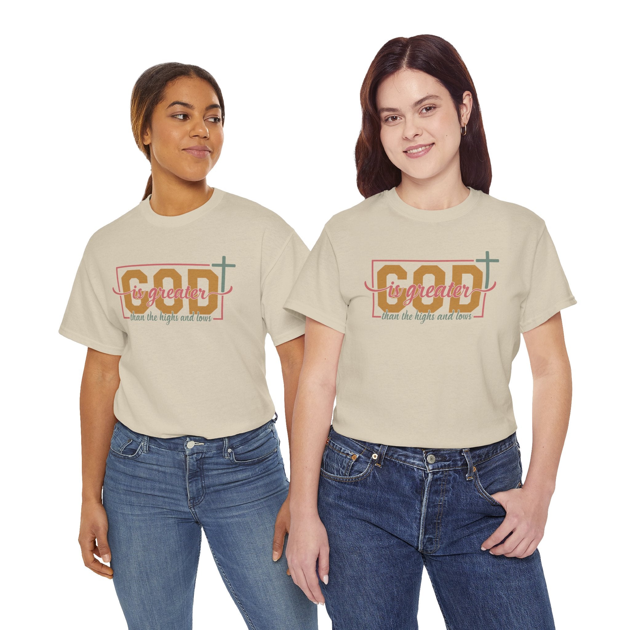 Unisex Heavy Cotton Tee - 'God is Greater' Inspirational Shirt, Faith-based Fashion, Christian Gift, Everyday Wear, Versatile Style