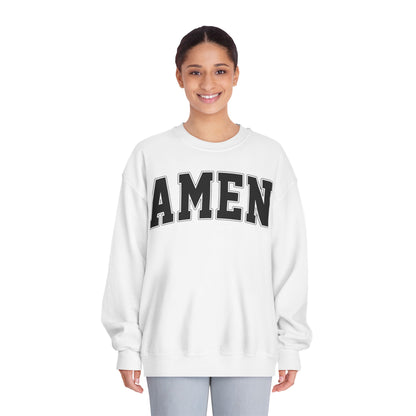Unisex Crewneck Sweatshirt with 'AMEN' Design, Cozy Casual Wear, Christian Apparel, Perfect Gift for Religious Occasions, Everyday Comfort