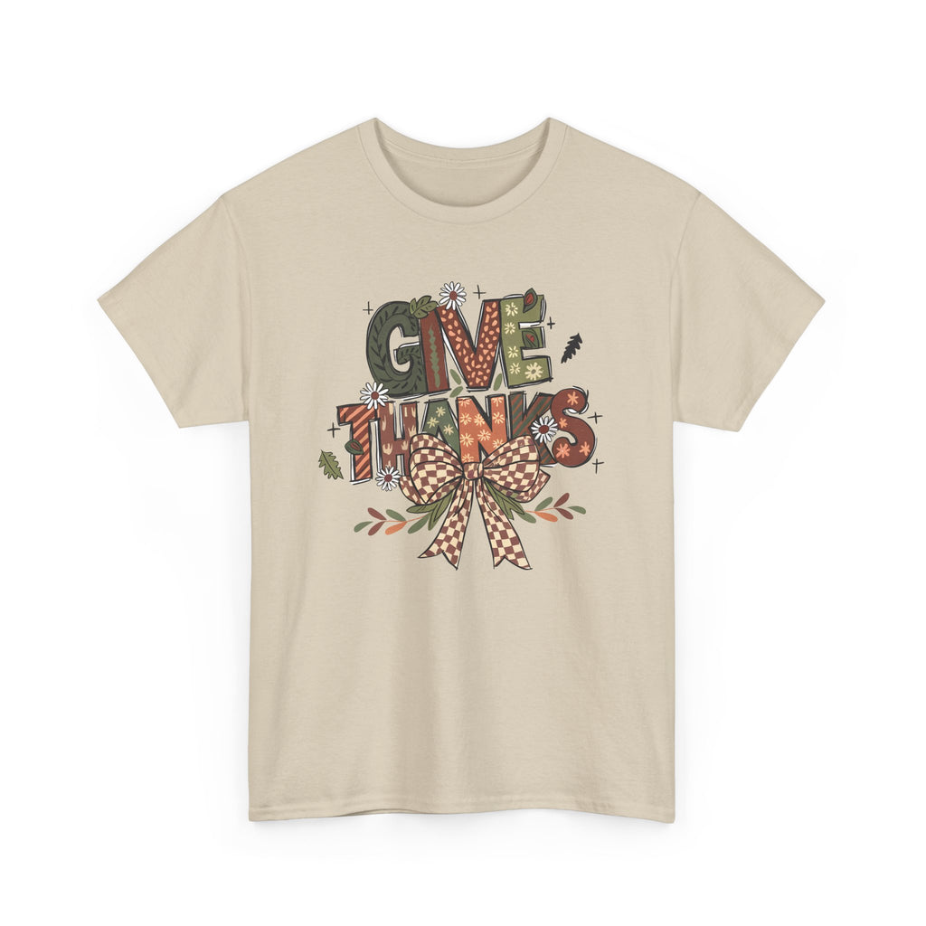 Thanksgiving Unisex Heavy Cotton Tee, Fall Shirt, Give Thanks Apparel, Cozy Autumn Wear, Family Gatherings Outfit, Holiday Gift