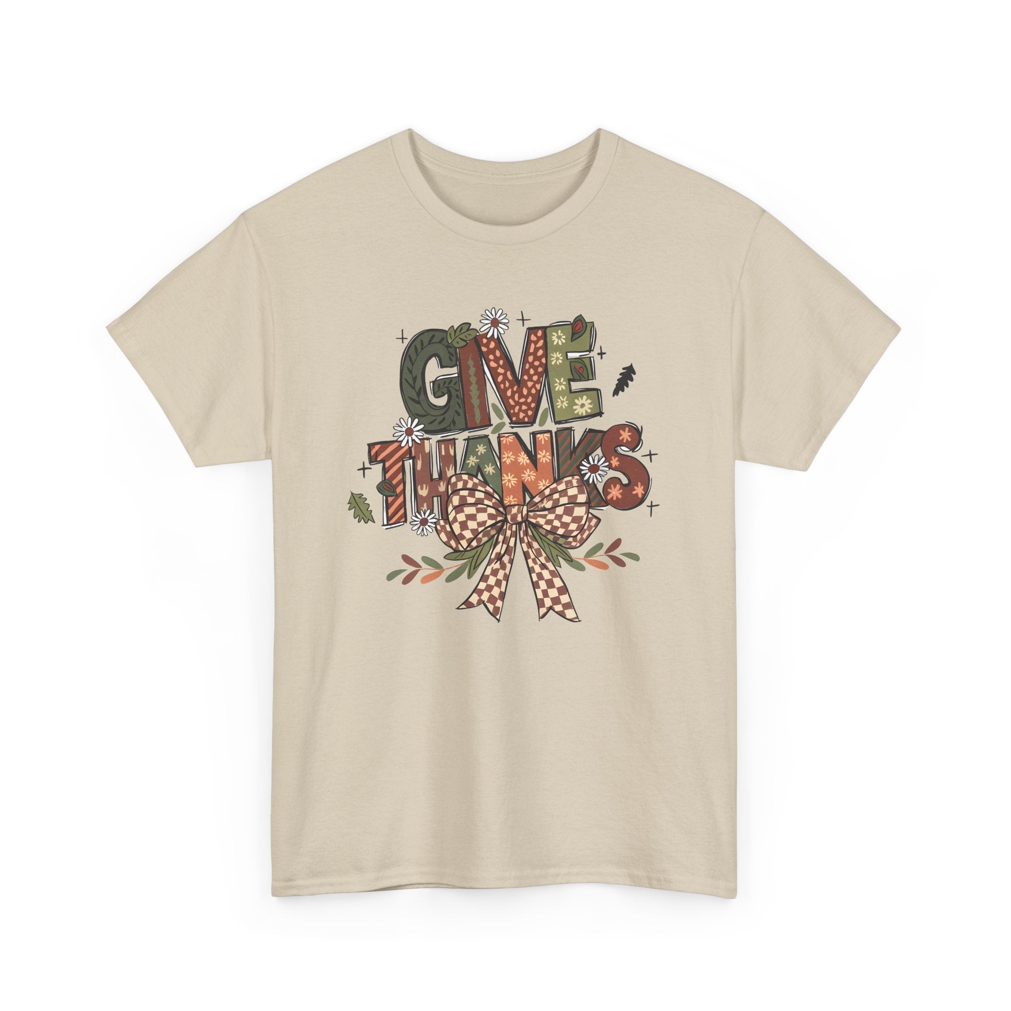 Thanksgiving Unisex Heavy Cotton Tee, Fall Shirt, Give Thanks Apparel, Cozy Autumn Wear, Family Gatherings Outfit, Holiday Gift