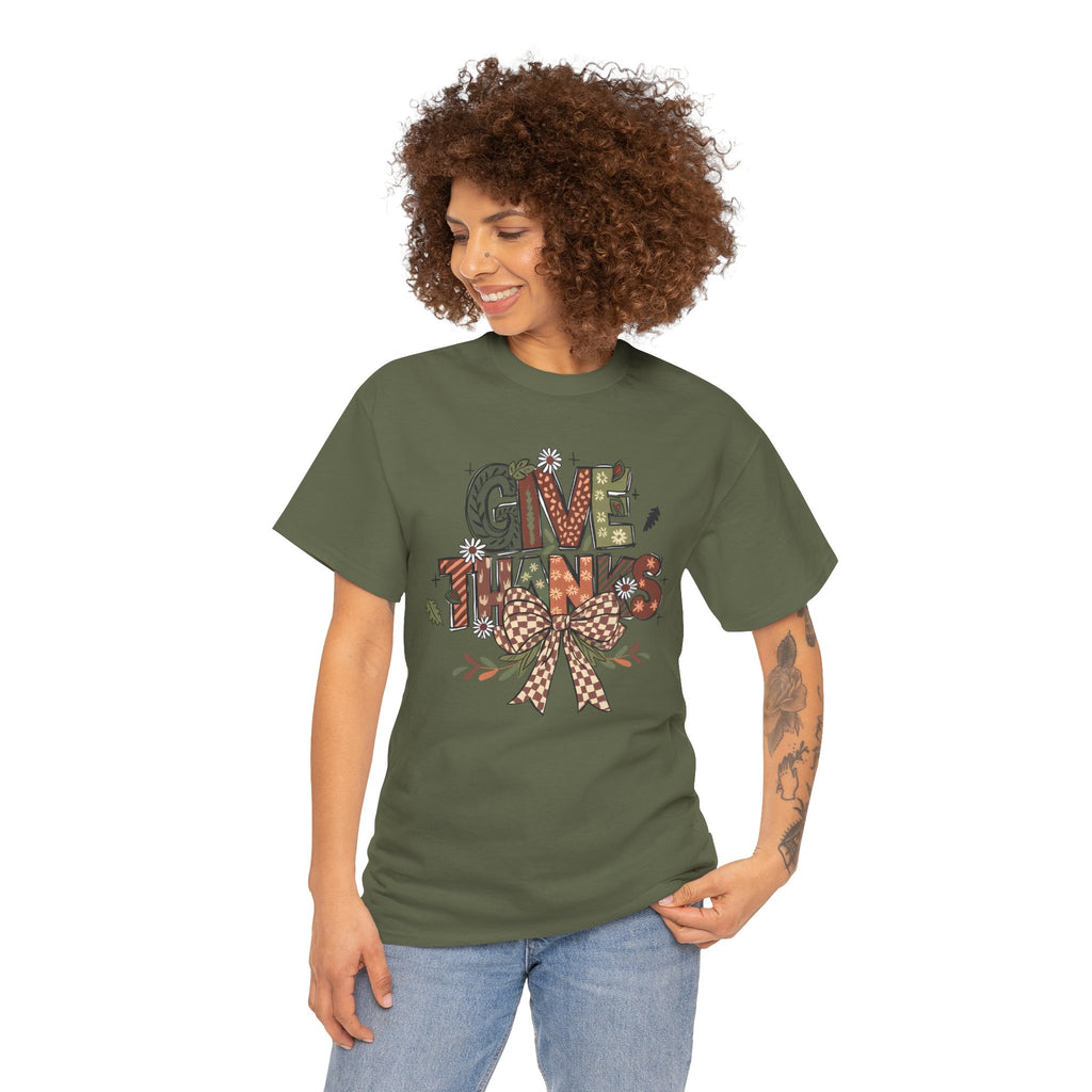 Thanksgiving Unisex Heavy Cotton Tee, Fall Shirt, Give Thanks Apparel, Cozy Autumn Wear, Family Gatherings Outfit, Holiday Gift