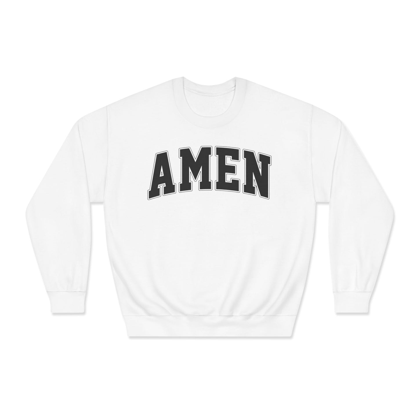 Unisex Crewneck Sweatshirt with 'AMEN' Design, Cozy Casual Wear, Christian Apparel, Perfect Gift for Religious Occasions, Everyday Comfort