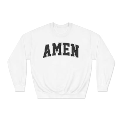 Unisex Crewneck Sweatshirt with 'AMEN' Design, Cozy Casual Wear, Christian Apparel, Perfect Gift for Religious Occasions, Everyday Comfort