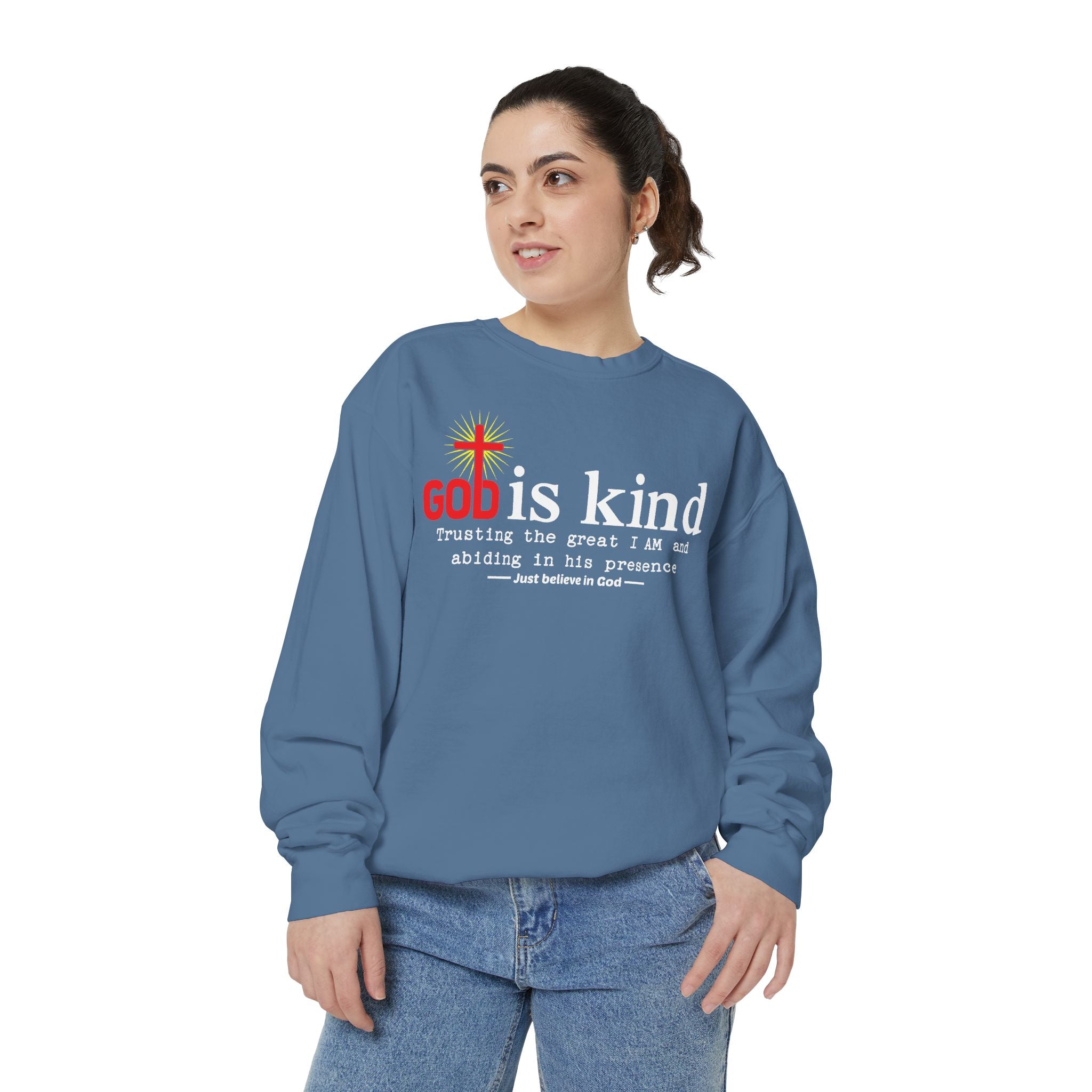 Inspirational Garment-Dyed Sweatshirt - Faith-Based Apparel, Cozy Sweatshirt, Gift for Religious Friends, Casual Comfort Wear, Unisex [...]