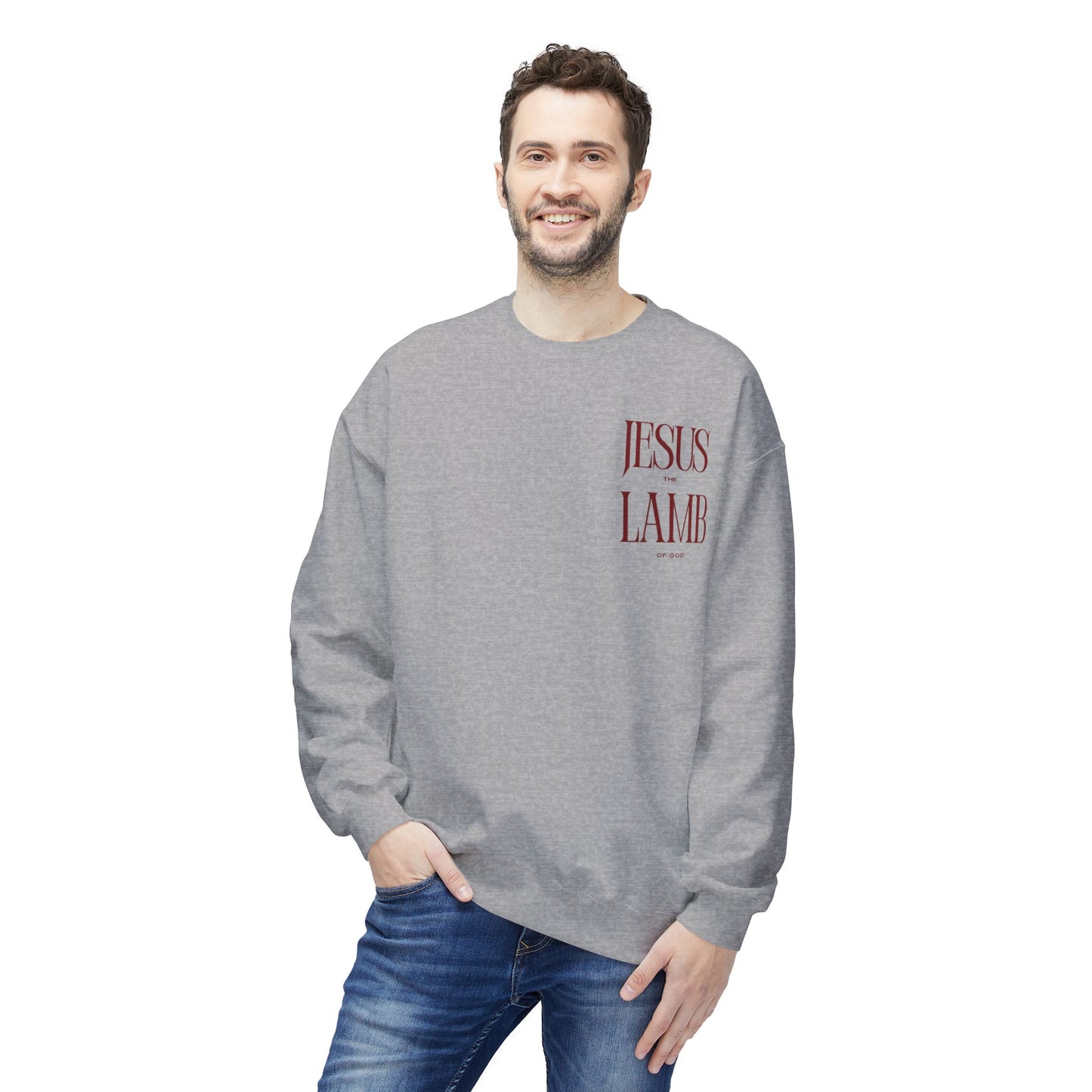 Faith-Inspired Fleece Sweatshirt, Jesus Lamb Crewneck, Christian Apparel, Cozy Religious Gift, Winter Wardrobe Essential