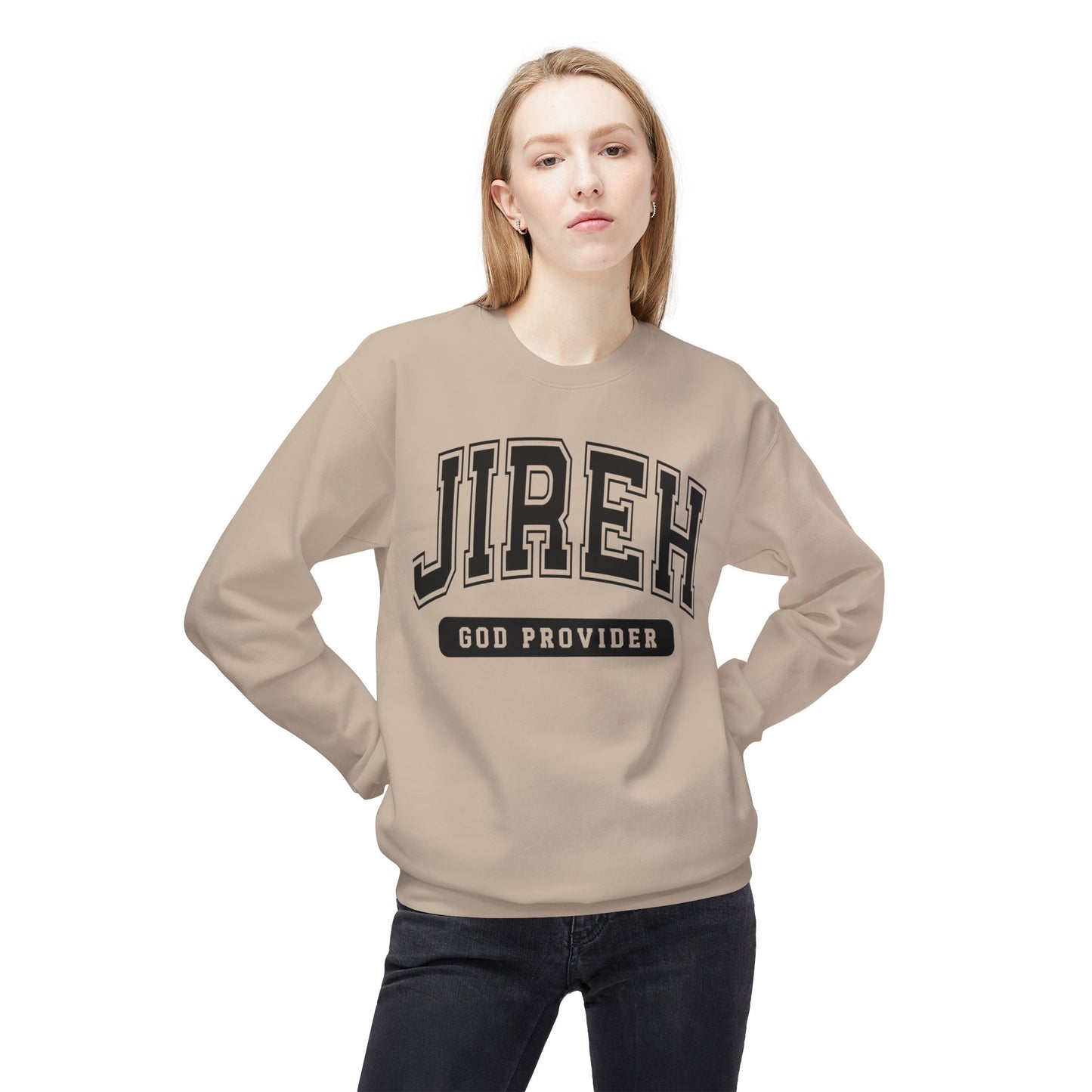 JIREH God Provider Sweatshirt, Unisex Fleece Crewneck, Casual Comfort Wear, Faith-Based Apparel, Cozy Gift Idea