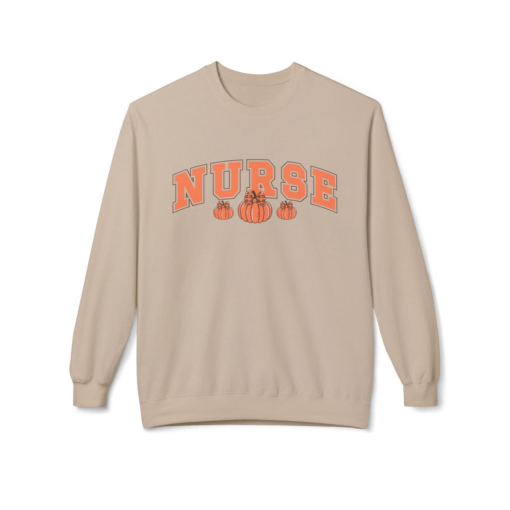 Nurse Crewneck Sweatshirt | Cozy Fall Sweater, Unisex, Pumpkin Design, Gift for Nurses, Autumn Outfit