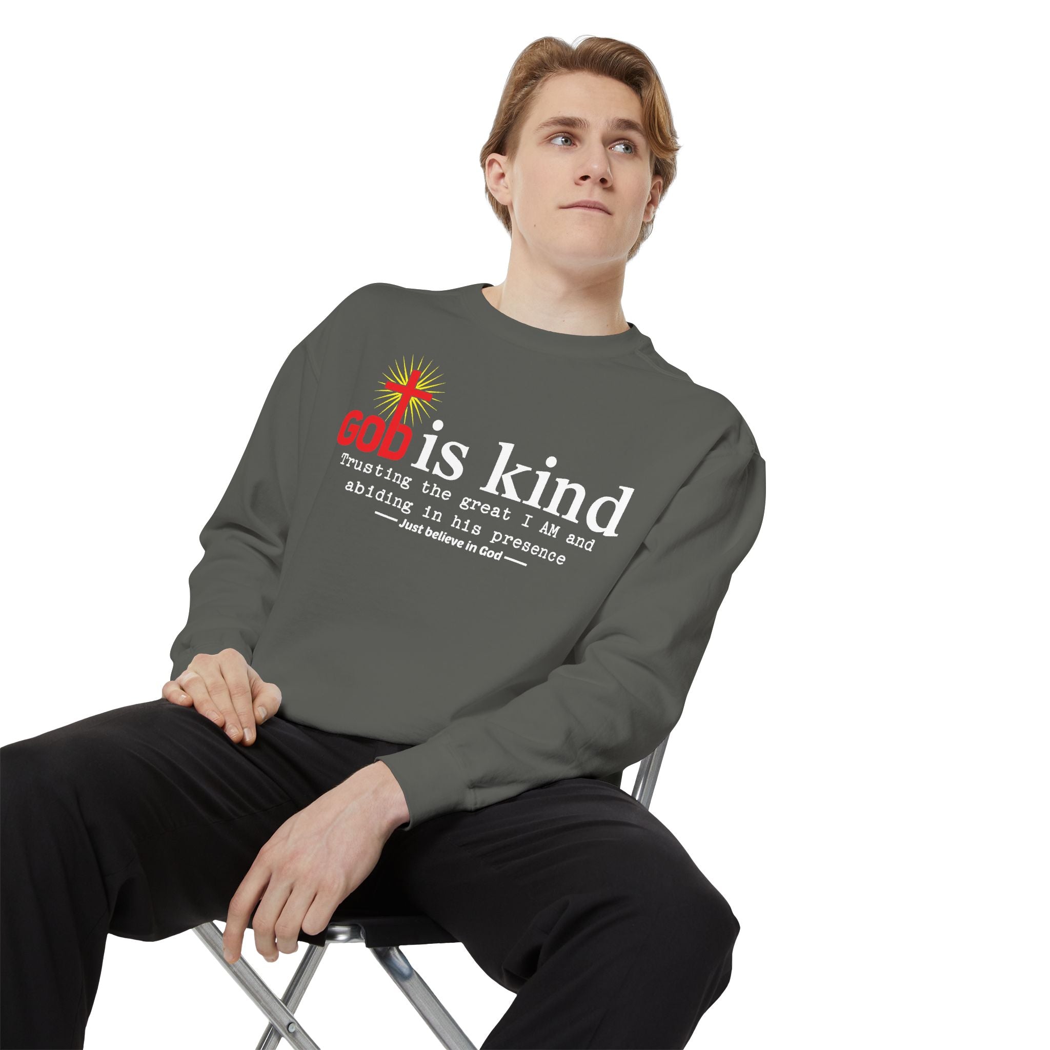 Inspirational Garment-Dyed Sweatshirt - Faith-Based Apparel, Cozy Sweatshirt, Gift for Religious Friends, Casual Comfort Wear, Unisex [...]