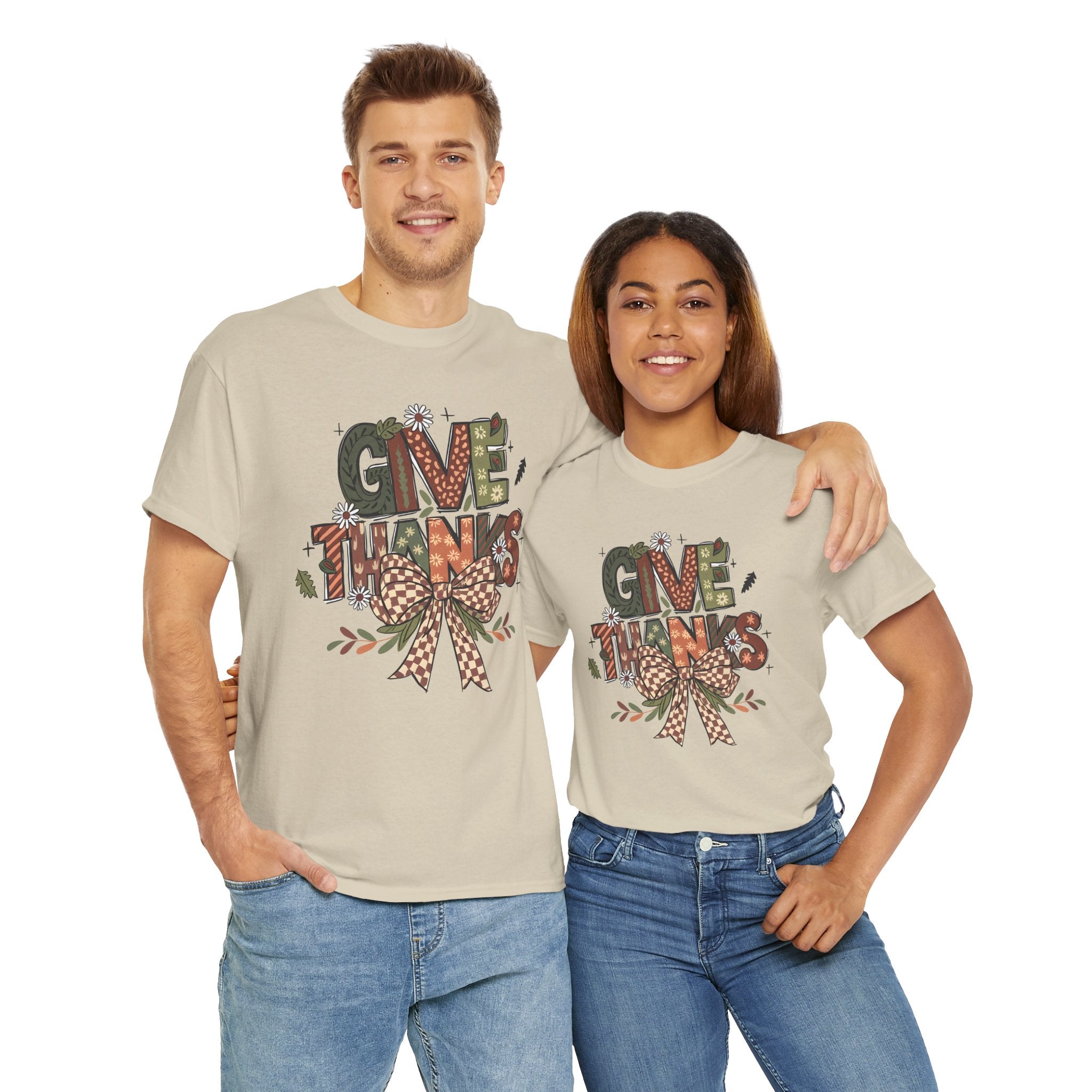 Thanksgiving Unisex Heavy Cotton Tee, Fall Shirt, Give Thanks Apparel, Cozy Autumn Wear, Family Gatherings Outfit, Holiday Gift