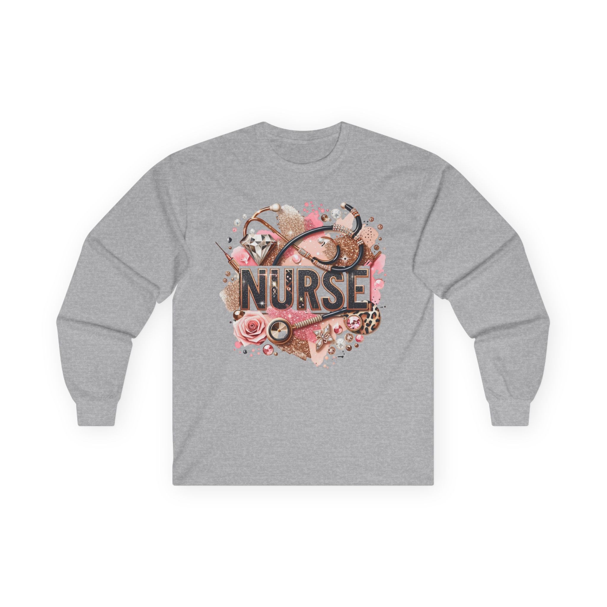 Nurse Appreciation Long Sleeve Tee, Gift for Nurses, Healthcare Worker Shirt, Floral Design Tee, Nurse Week Gift