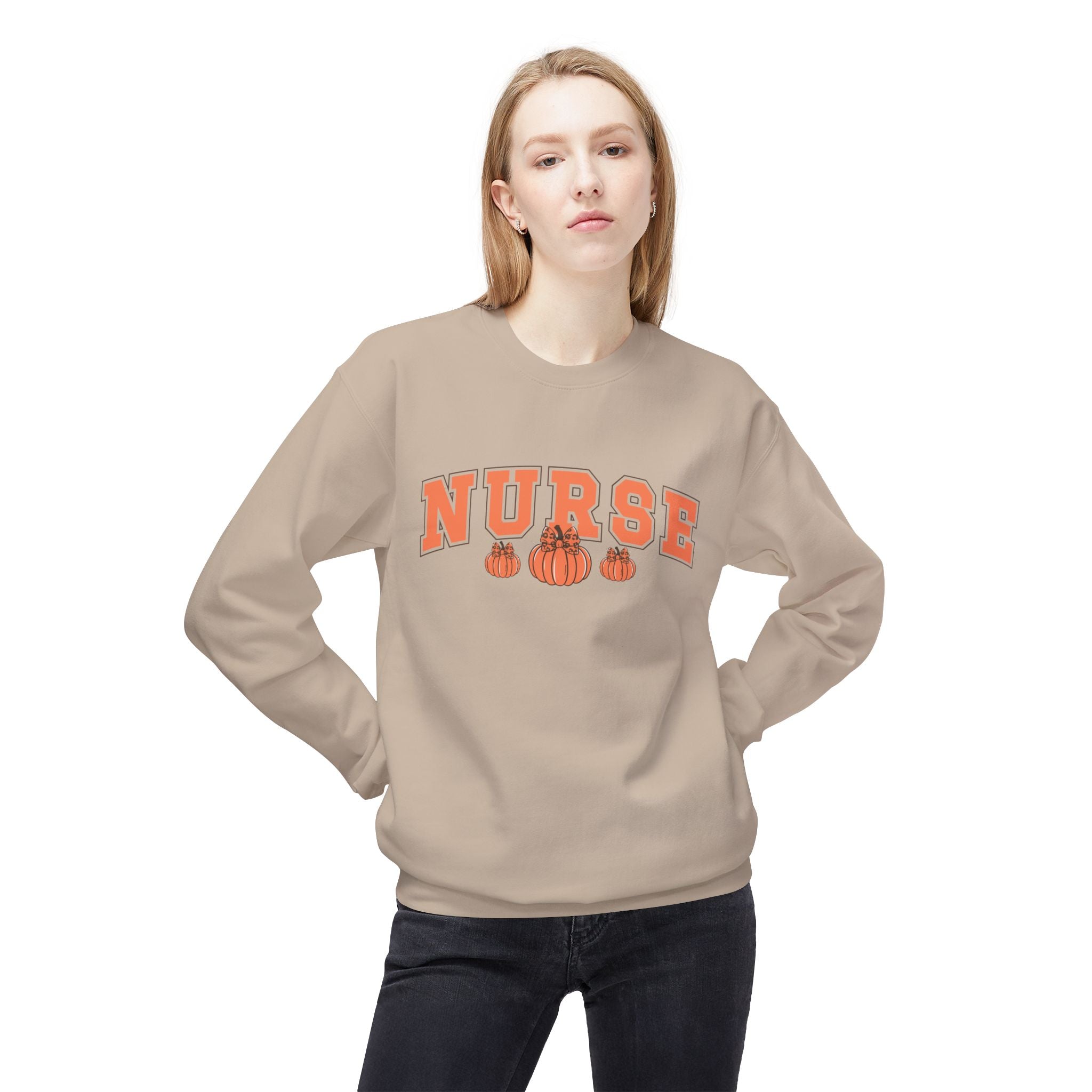 Nurse Crewneck Sweatshirt | Cozy Fall Sweater, Unisex, Pumpkin Design, Gift for Nurses, Autumn Outfit
