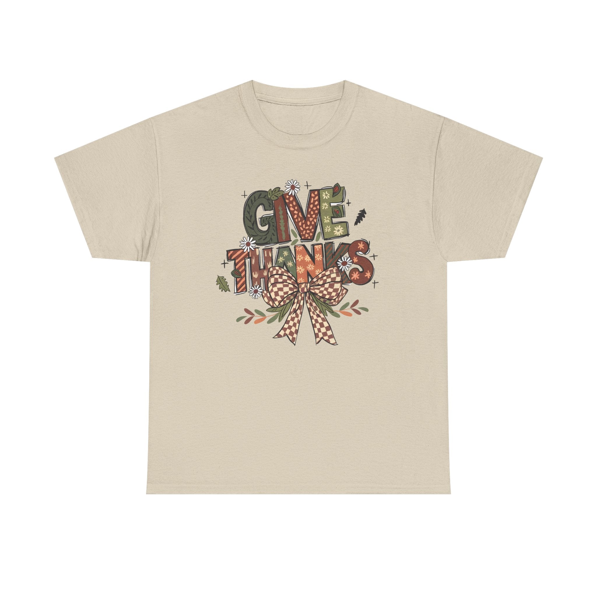 Thanksgiving Unisex Heavy Cotton Tee, Fall Shirt, Give Thanks Apparel, Cozy Autumn Wear, Family Gatherings Outfit, Holiday Gift