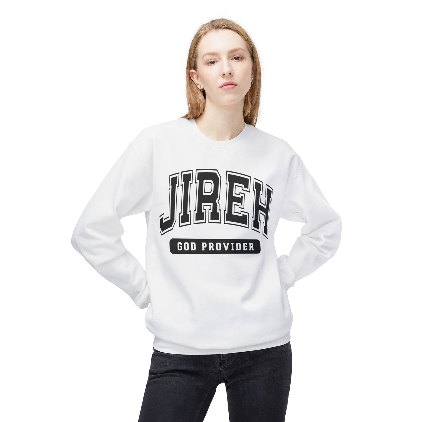 JIREH God Provider Sweatshirt, Unisex Fleece Crewneck, Casual Comfort Wear, Faith-Based Apparel, Cozy Gift Idea